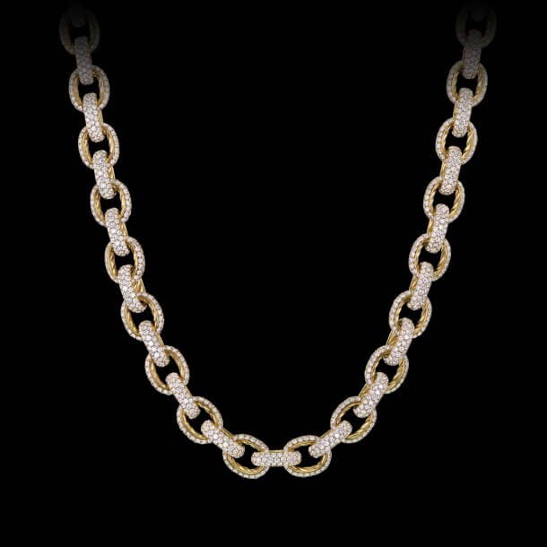 Shop Pavé Oval Chain Necklace in 18K Yellow Gold