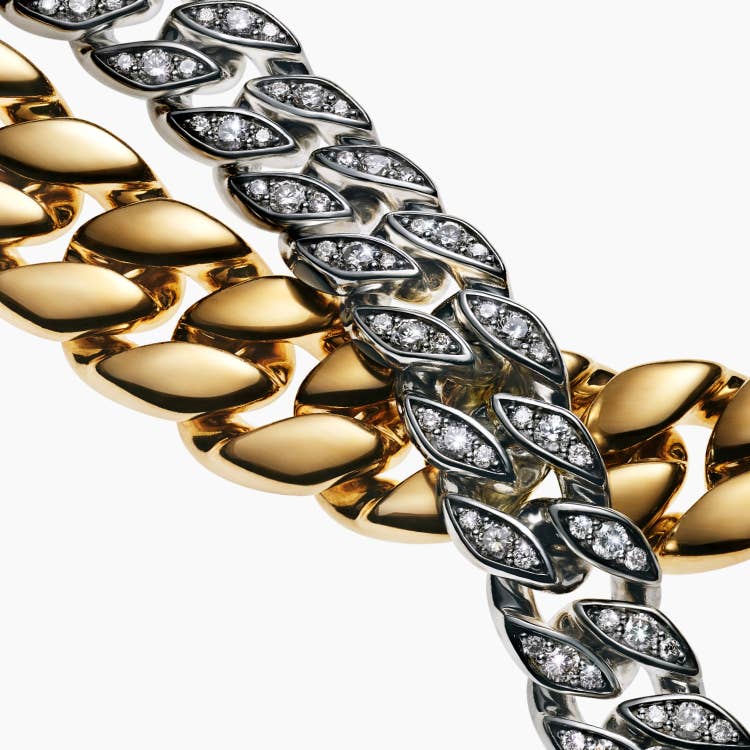 David Yurman curb chains in sterling silver and gold