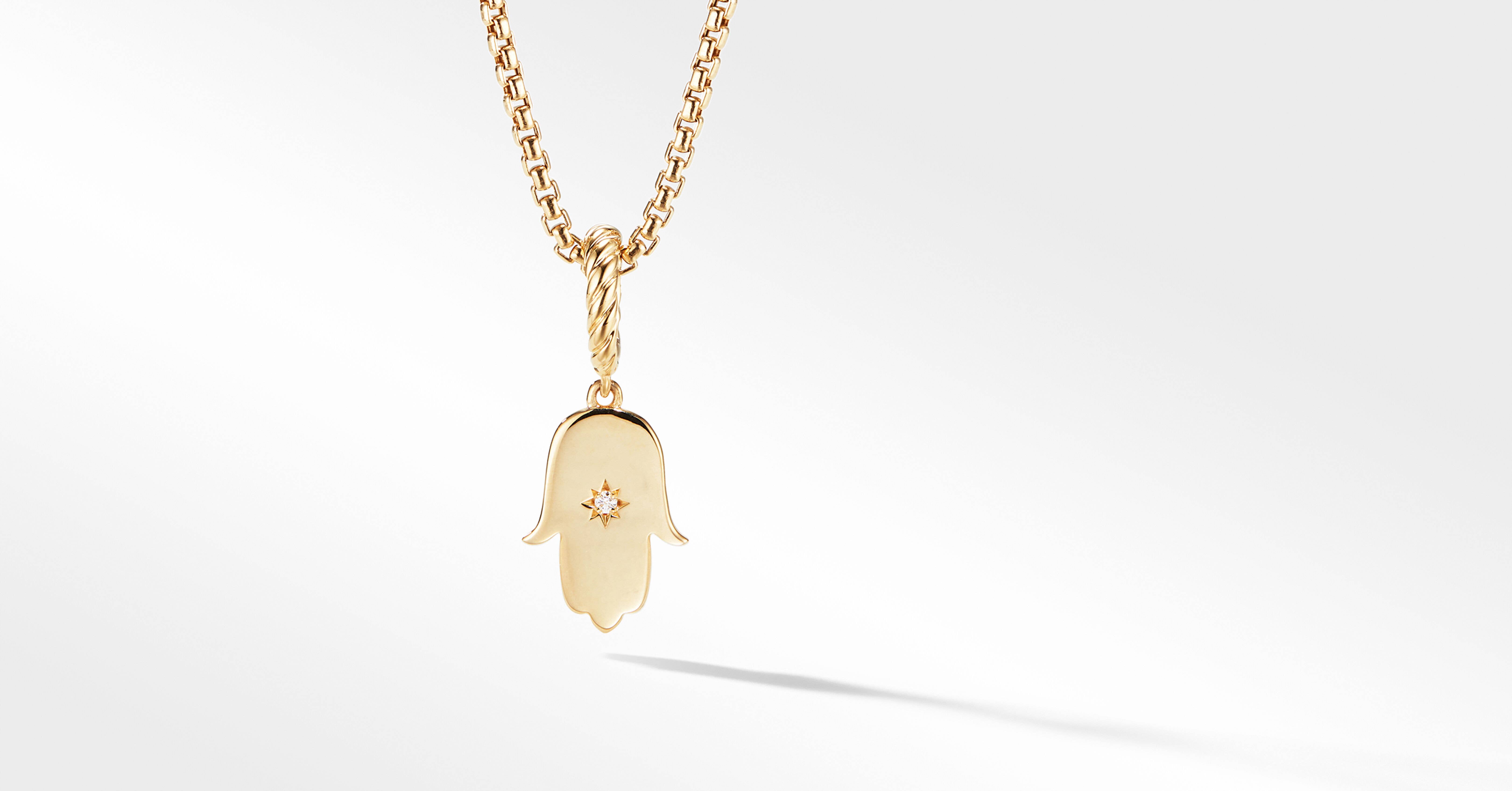 Hamsa Amulet in 18K Yellow Gold with 