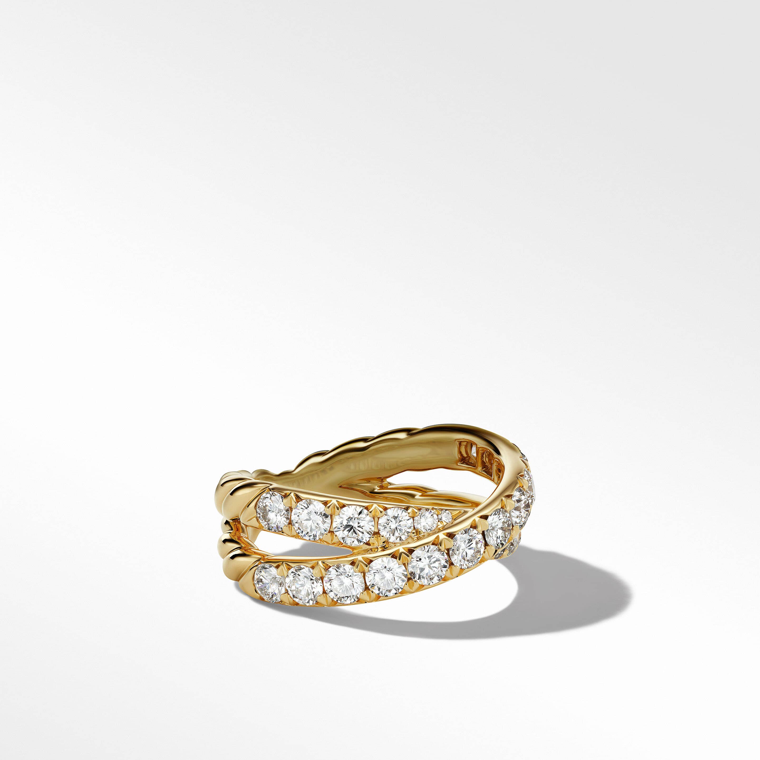 DY Crossover® Band Ring in 18K Yellow Gold with Diamonds