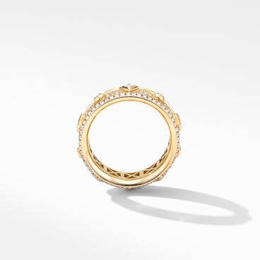 Modern Renaissance Band Ring in 18K Yellow Gold with Full Pavé, 6.6mm