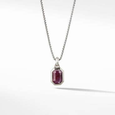 Emerald Cut Amulet in Sterling Silver with Indian Ruby