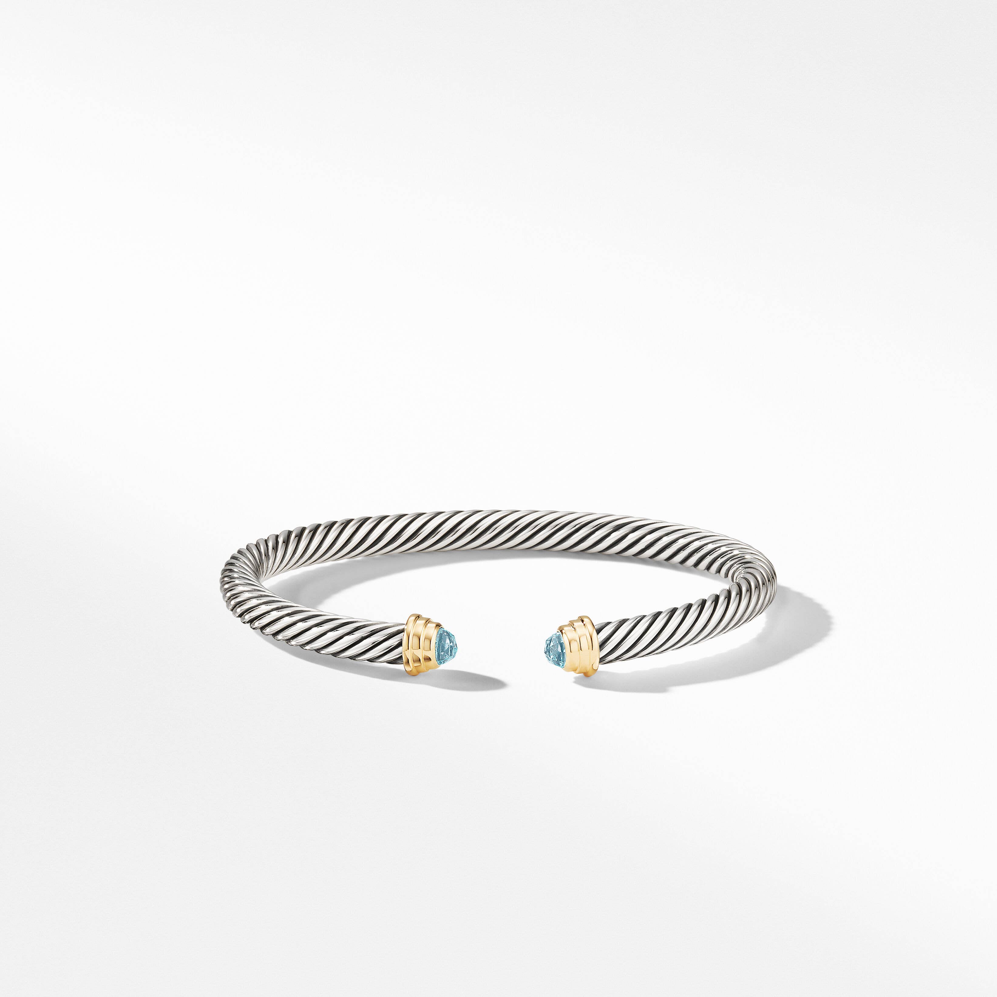 Cable Kids® Bracelet in Sterling Silver with Aquamarine and 14K Yellow Gold