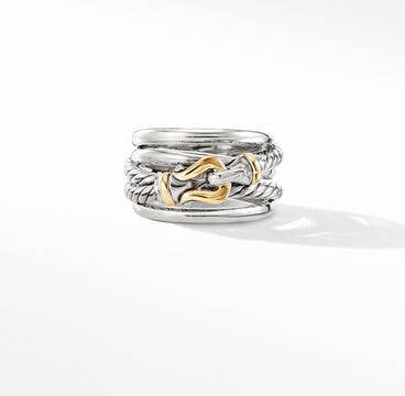 Buckle Crossover Ring with 18K Yellow Gold
