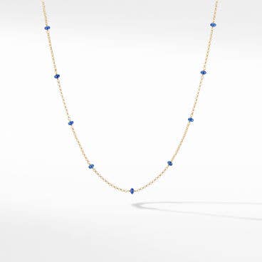 Cable Collectibles® Bead and Chain Necklace in 18K Yellow Gold with Blue Sapphires