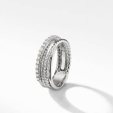Crossover Band Ring with Diamonds, 6.8mm