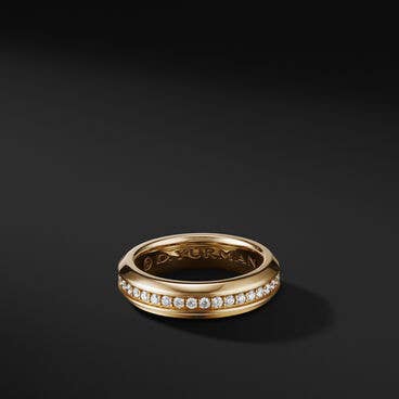 Streamline® Band Ring in 18K Yellow Gold with Pavé Diamonds
