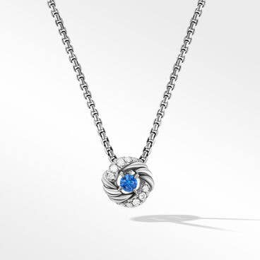 Petite Infinity Pendant Necklace with Blue Sapphire and Pavé Diamonds