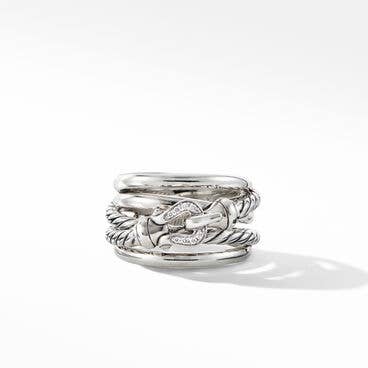 Buckle Crossover Ring with Pavé Diamonds