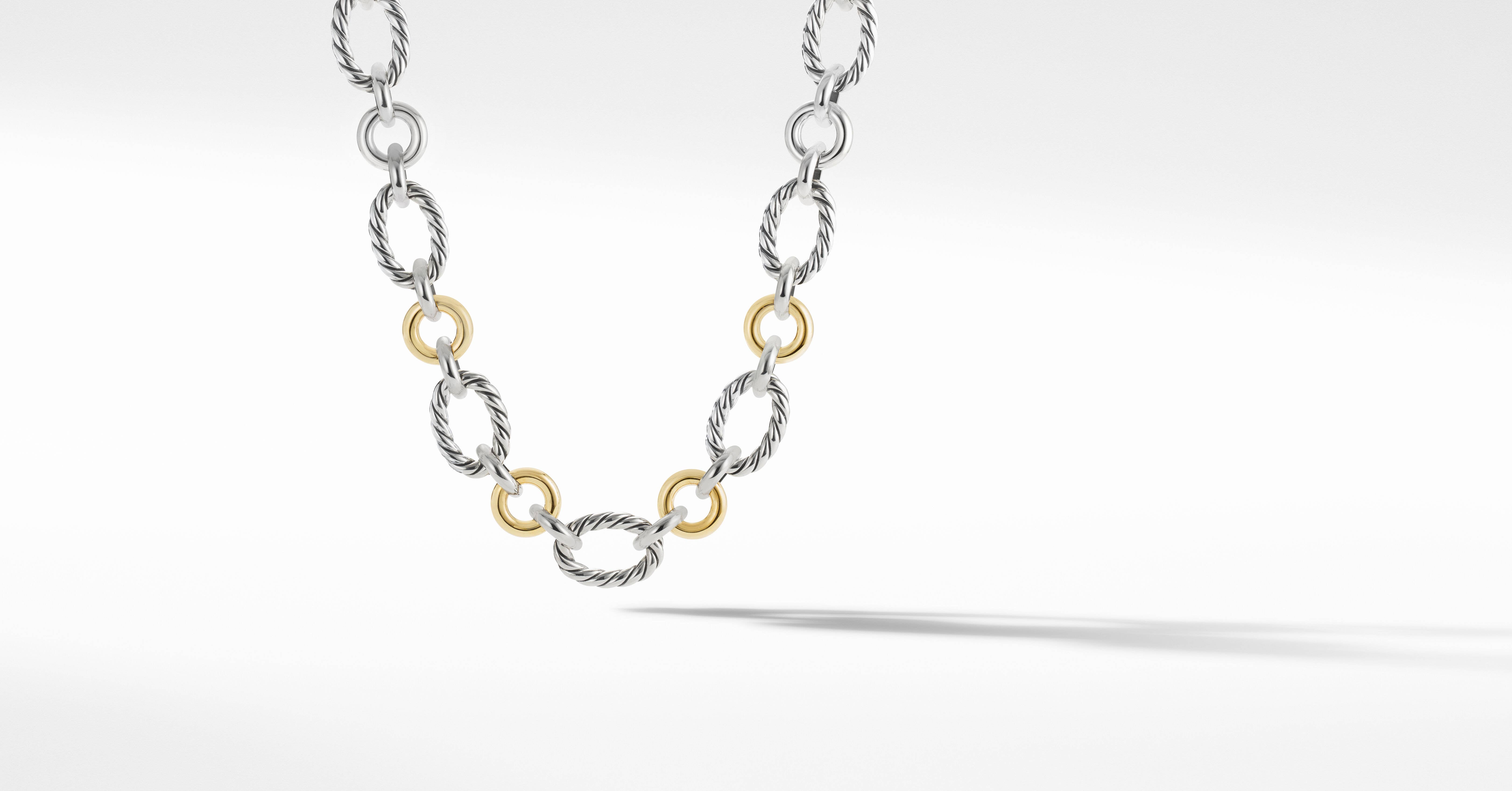 Cable and Smooth Chain Link Necklace 