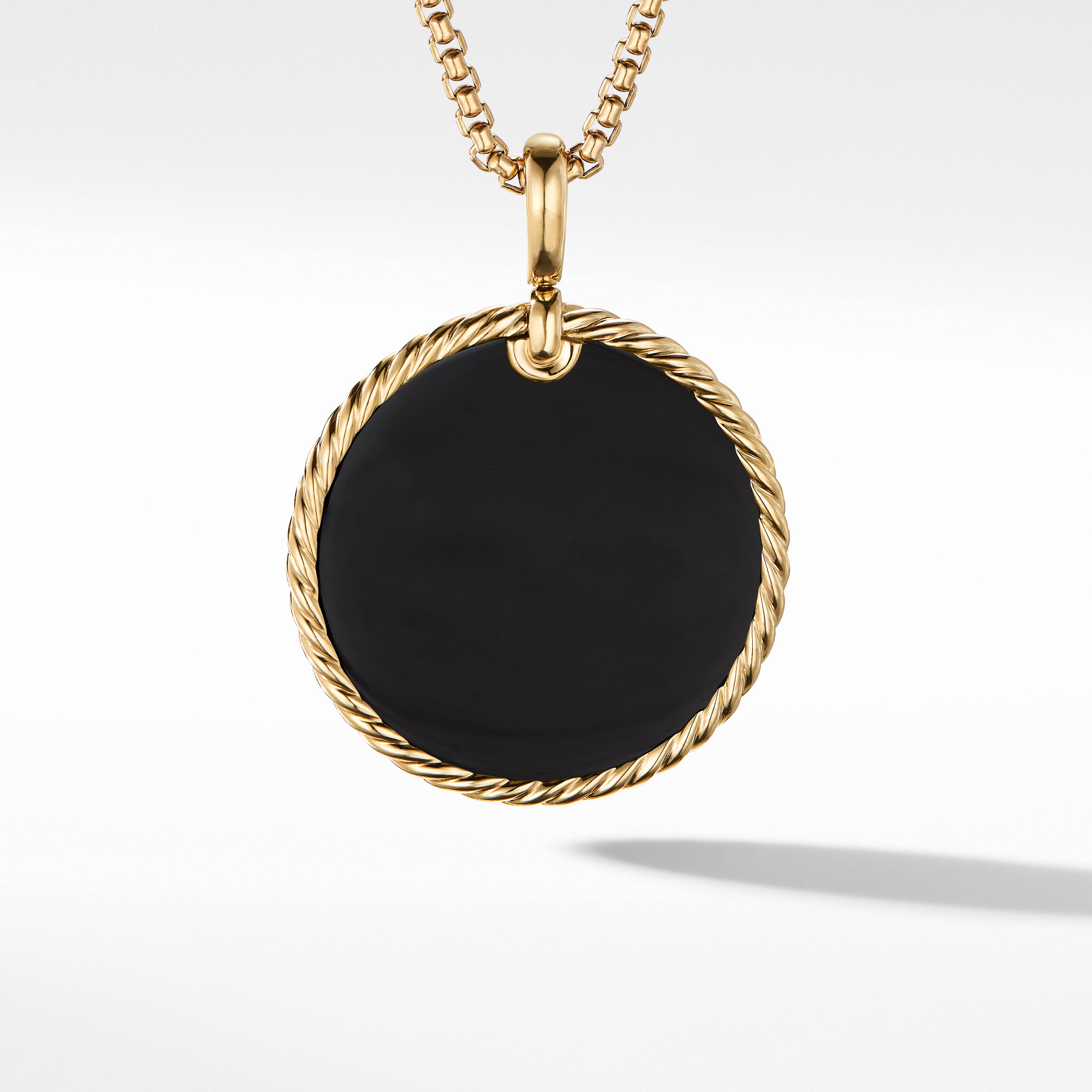 DY Elements® Disc Pendant in 18K Yellow Gold with Black Onyx