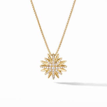 Starburst Pendant Necklace in 18K Yellow Gold with Pavé Diamonds