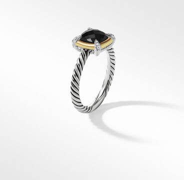Petite Chatelaine® Ring with Black Onyx, 18K Yellow Gold and Pavé Diamonds