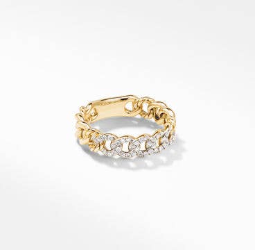 Belmont® Curb Link Band Ring in 18K Yellow Gold with Pavé Diamonds