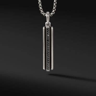 Deco Ingot Tag in Sterling Silver with Pavé Black Diamonds