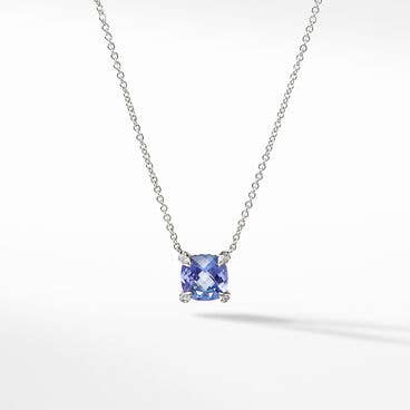 Petite Chatelaine® Pendant Necklace in 18K White Gold with Tanzanite and Pavé Diamonds