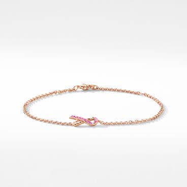 Cable Collectibles Ribbon Chain Bracelet in 18K Rose Gold with Pavé, 15mm