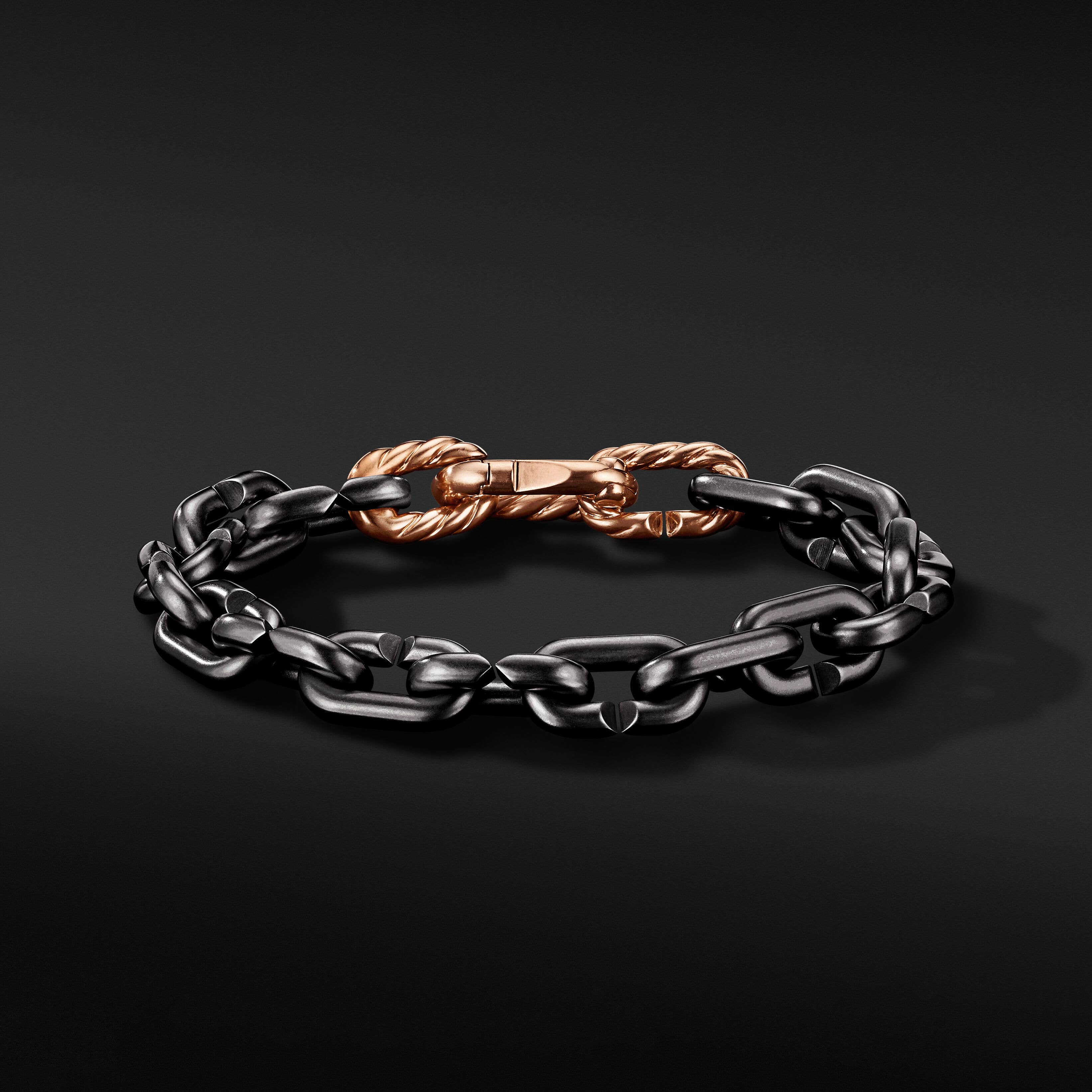 Chain Links Bracelet in Grey Titanium with 18K Rose Gold