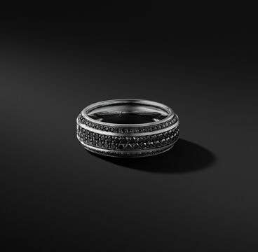 Streamline® Beveled Band Ring in 18K White Gold with Pavé Black Diamonds
