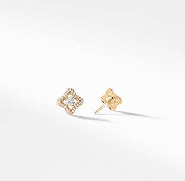 Venetian Quatrefoil® Stud Earrings in 18K Yellow Gold with Diamonds