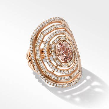 Stax Stone Ring in 18K Rose Gold with Full Pavé, 30mm