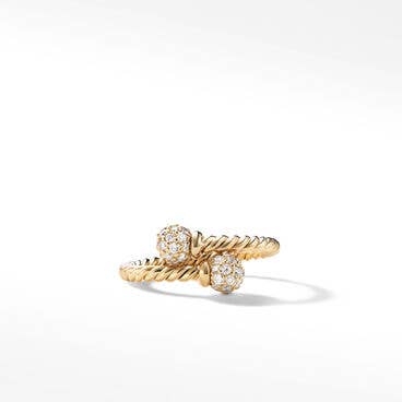 Petite Solari Bypass Ring in 18K Yellow Gold with Pavé