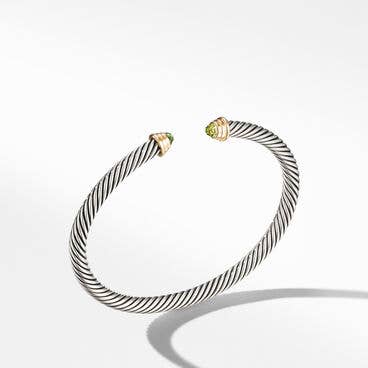 Cable Kids® Bracelet in Sterling Silver with Peridot and 14K Yellow Gold