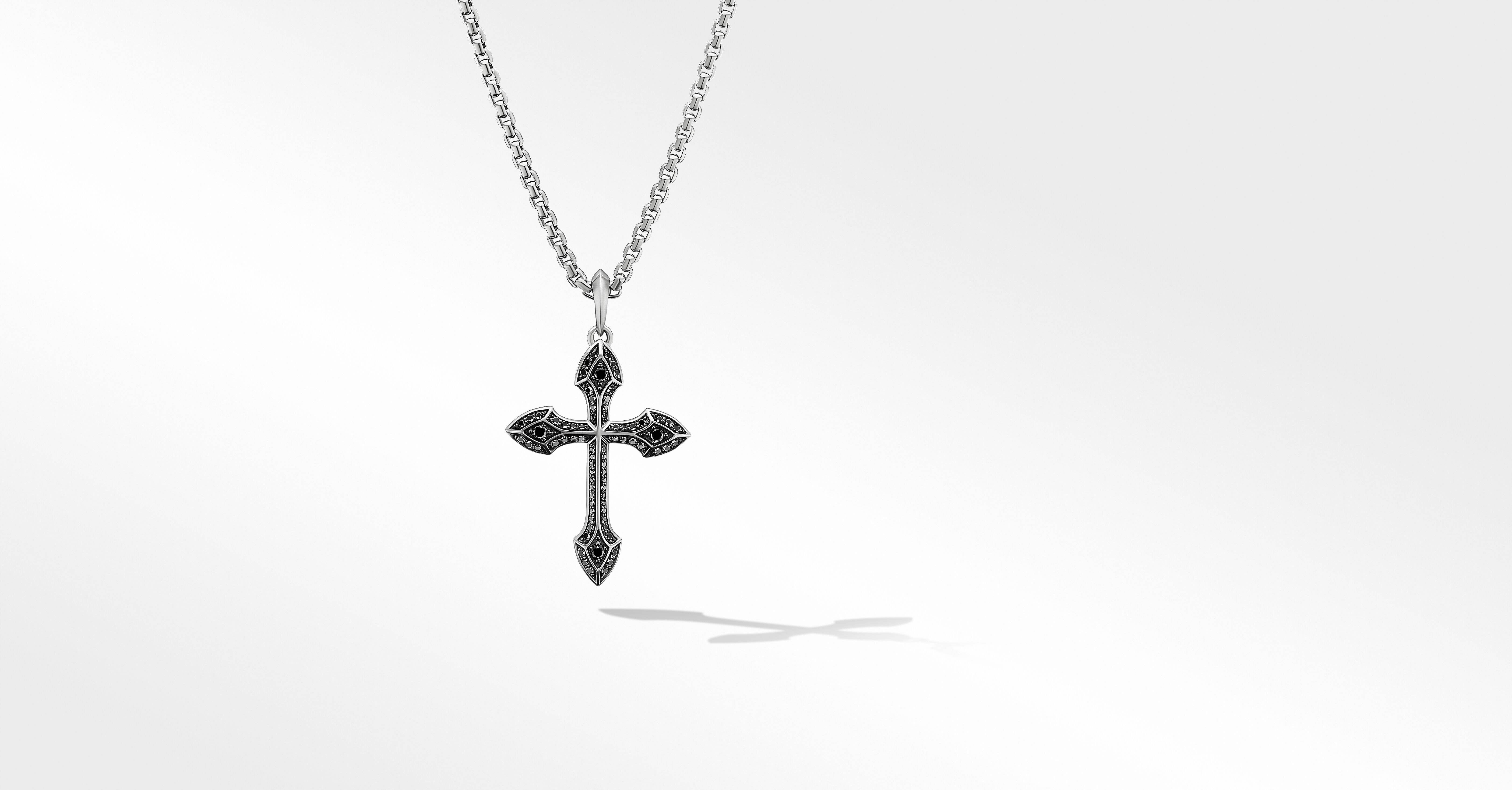 Gothic Cross Amulet in 18K White Gold 