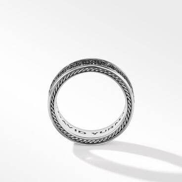 Streamline® Two Row Band Ring in Sterling Silver with Pavé Black Diamonds