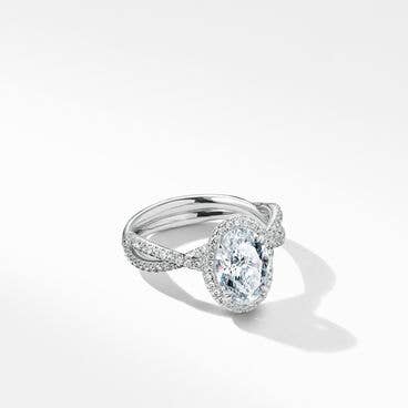 DY Infinity Full Pavé Halo Engagement Ring in Platinum, Oval