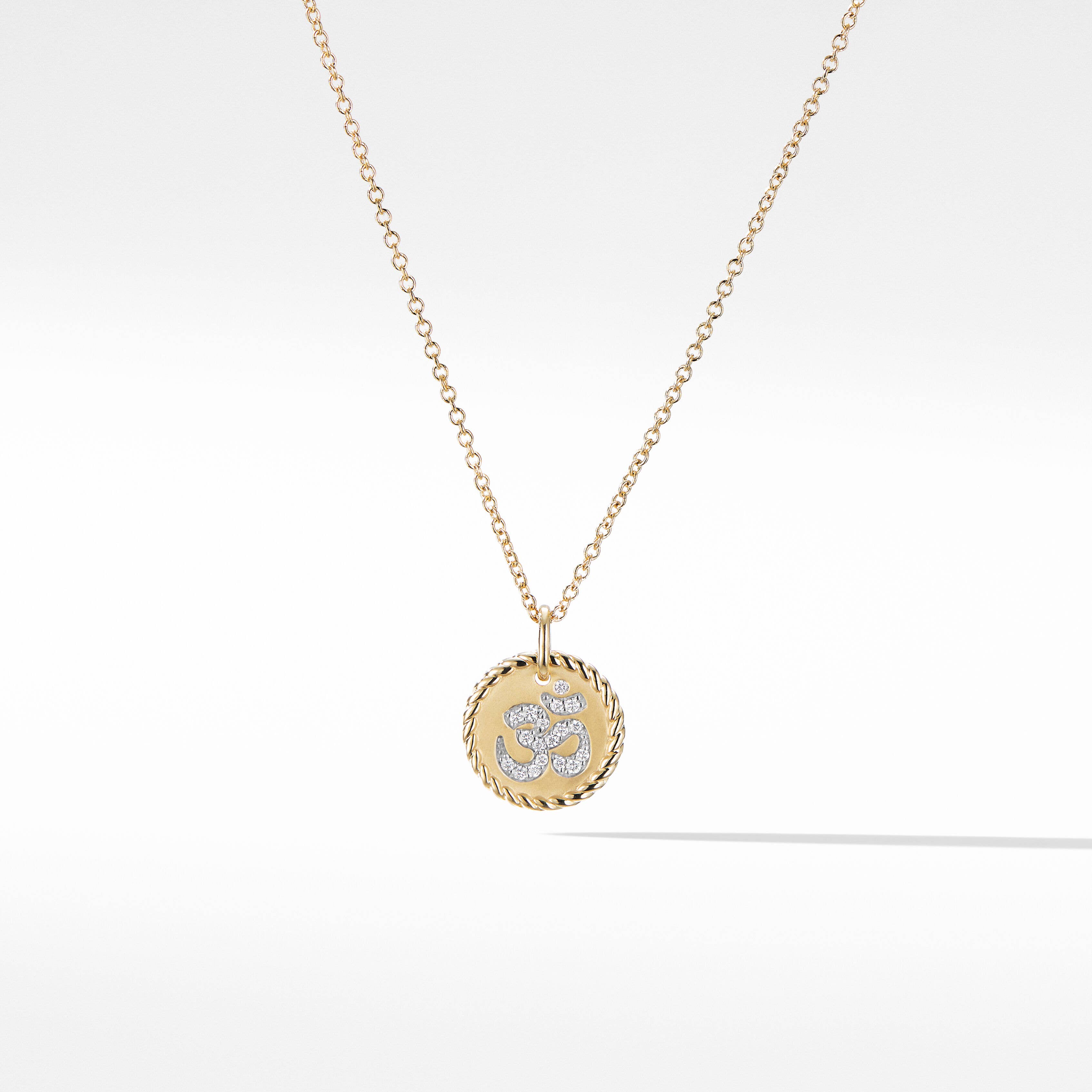 Cable Collectibles® Om Necklace in 18K Yellow Gold with Pavé Diamonds