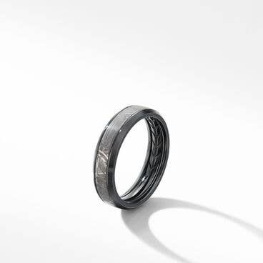 Meteorite Beveled Band Ring in Black Titanium