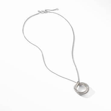 Crossover Pendant Necklace in Sterling Silver with Pavé Diamonds