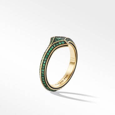 Armory® Stack Ring in 18K Yellow Gold with Pavé Emeralds