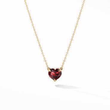 Chatelaine® Heart Pendant Necklace in 18K Yellow Gold with Garnet