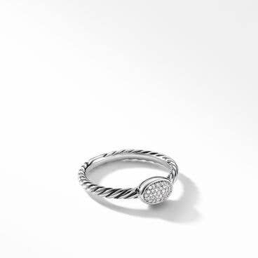 Cable Collectibles® Oval Stack Ring in Sterling Silver with Pavé Diamonds