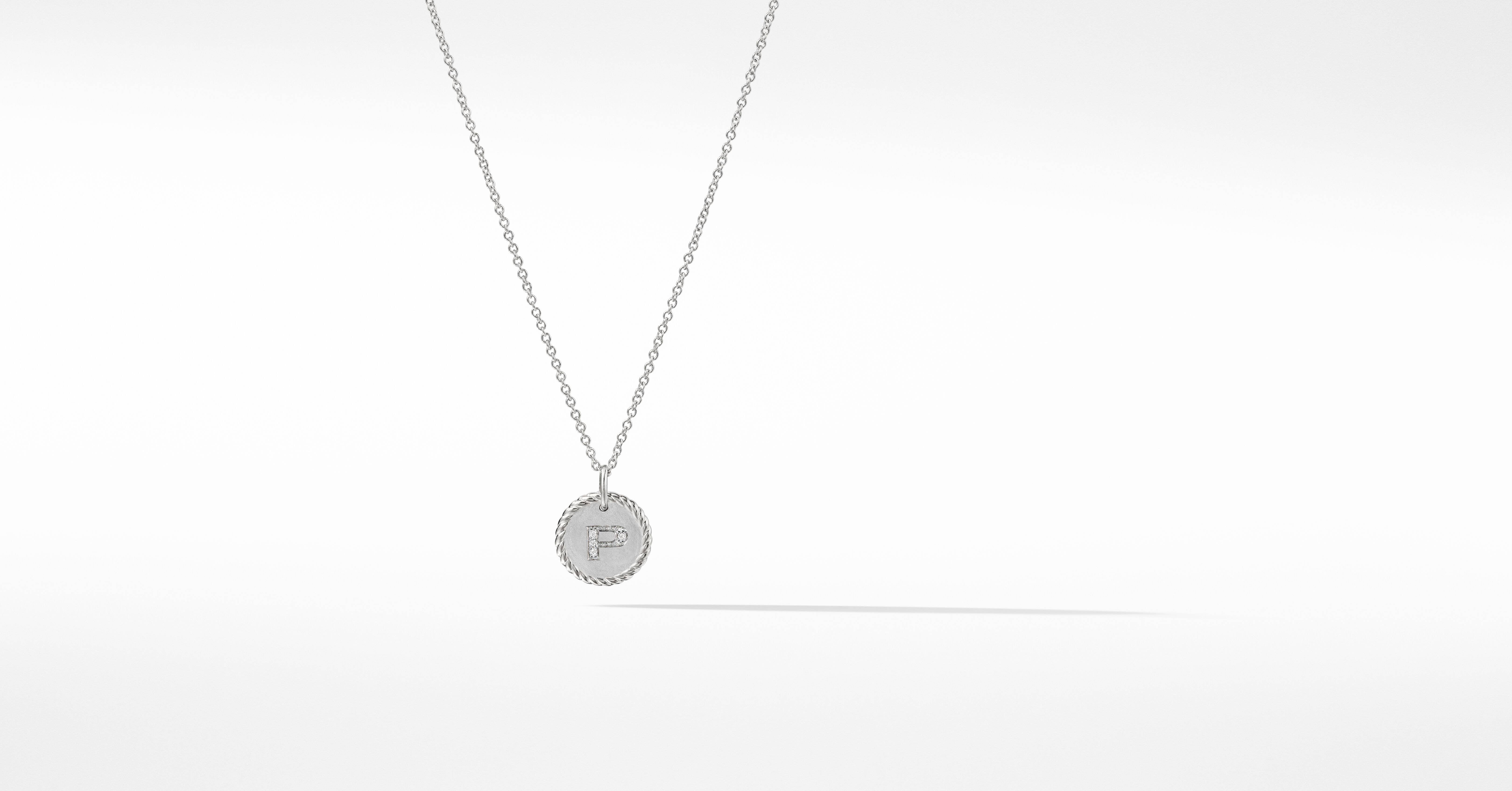 P Initial Charm Necklace in 18K White 