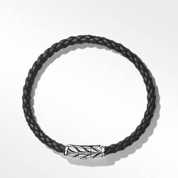 Chevron Woven Rubber Bracelet with Sterling Silver, 6mm