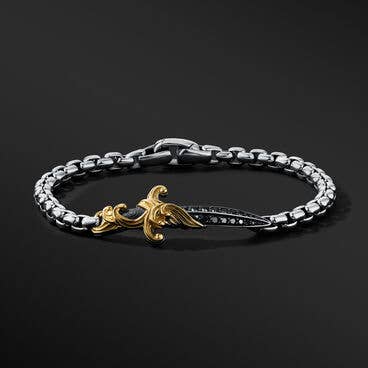Waves Dagger Bracelet with 18K Yellow Gold and Pavé Black Diamonds