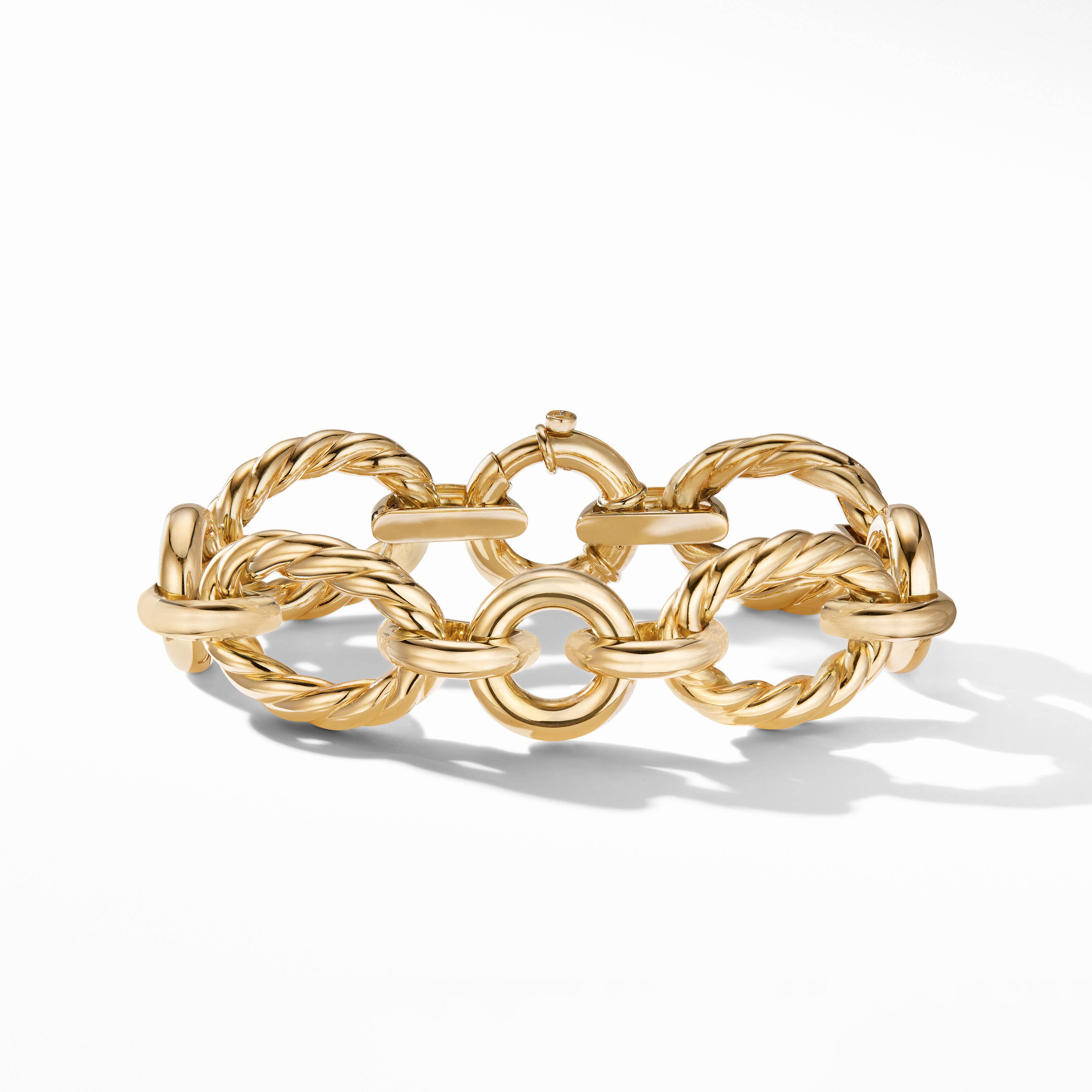 Cable and Smooth Chain Link Bracelet in 18K Yellow Gold