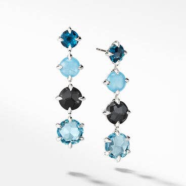Chatelaine® Drop Earrings in Sterling Silver with Hampton Blue Topaz, Blue Topaz, Milky Aquamarine and Grey Orchid