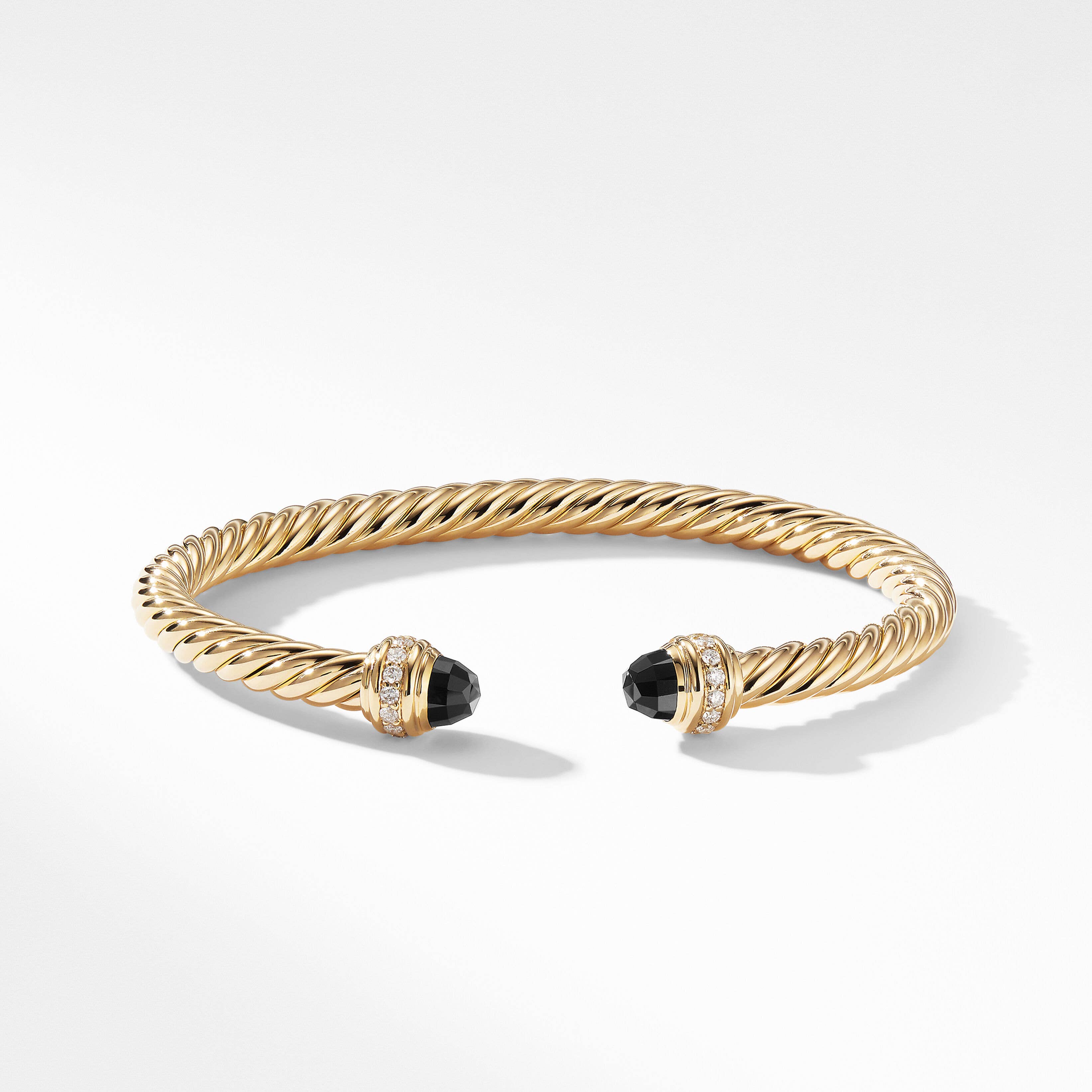 Cable Classics Color Bracelet in 18K Yellow Gold with Black Onyx and Pavé Diamonds