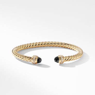 Cable Classics Bracelet in 18K Yellow Gold with Black Onyx and Pavé Diamonds