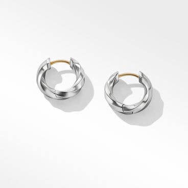 Cable Edge® Huggie Hoop Earrings in Recycled Sterling Silver