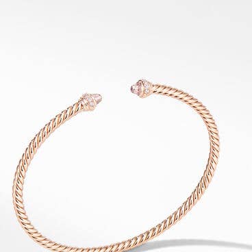 Cablespira® Color Bracelet in 18K Rose Gold with Morganite and Pavé Diamonds
