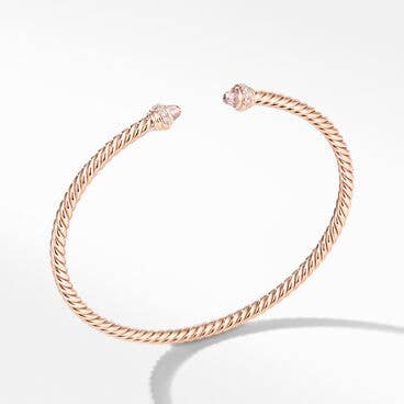Cablespira® Bracelet in 18K Rose Gold with Morganite and Pavé Diamonds