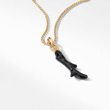 Coral Amulet with Black Onyx and 18K Yellow Gold