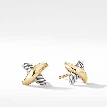 Petite X Stud Earrings with 18K Yellow Gold