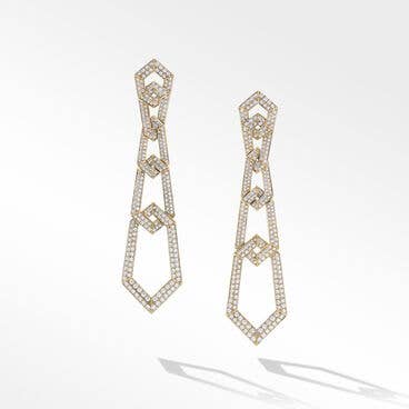 Carlyle™ Linked Drop Earrings in 18K Yellow Gold with Full Pavé Diamonds