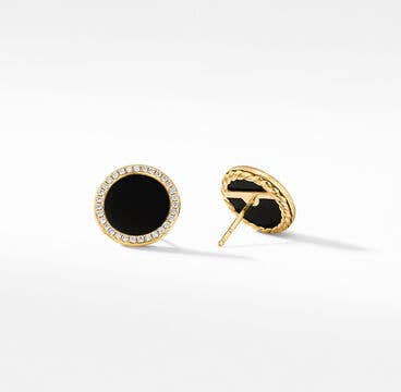DY Elements® Stud Earrings in 18K Yellow Gold with Black Onyx and Pavé Diamonds